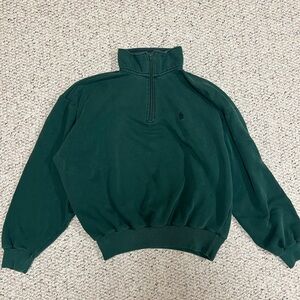 Nautica Green Zip Up Sweater with Ribbed Details